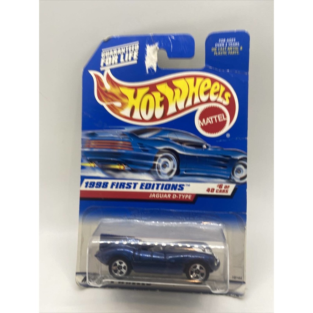 1998 Hot Wheels First Editions # 6 of 40 Blue Jaguar D-Type Collector Card # 638